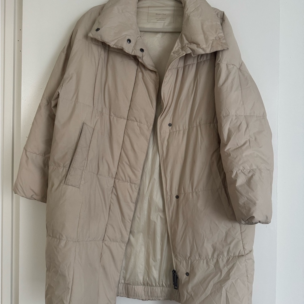 Women's Beige Puffer Jacket Oversized